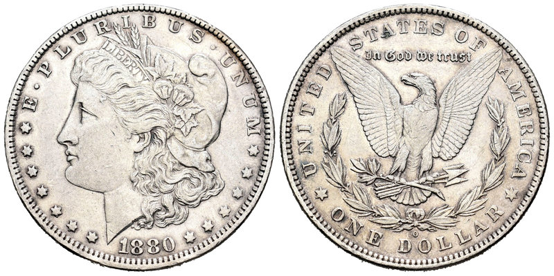 United States. 1 dollar. 1880. New Orleans. O. (Km-110). Ag. 26,76 g. Choice VF....