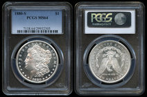 United States. 1 dollar. 1880. San Francisco. S. (Km-110). Ag. Slabbed by PCGS as MS 64. Est...150,00.