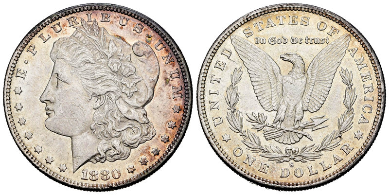 United States. 1 dollar. 1880. San Francisco. S. (Km-110). Ag. 26,63 g. Minor co...