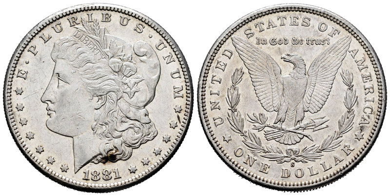 United States. 1 dollar. 1881. San Francisco. S. (Km-110). Ag. 26,70 g. Minor co...