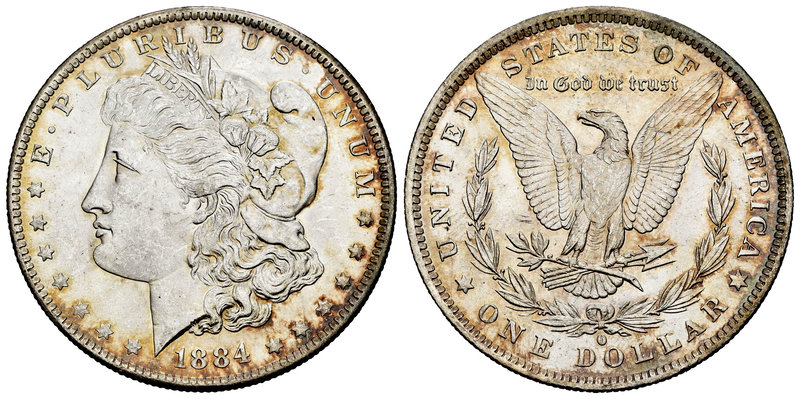 United States. 1 dollar. 1884. New Orleans. O. (Km-110). Ag. 26,74 g. Restos de ...