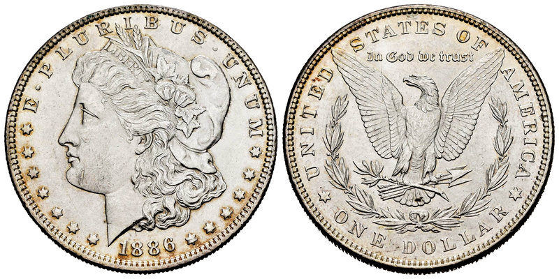 United States. 1 dollar. 1886. Philadelphia. (Km-110). Ag. 26,64 g. Pequeña raya...
