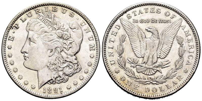 United States. 1 dollar. 1891. Philadelphia. (Km-110). Ag. 26,71 g. Choice VF. E...