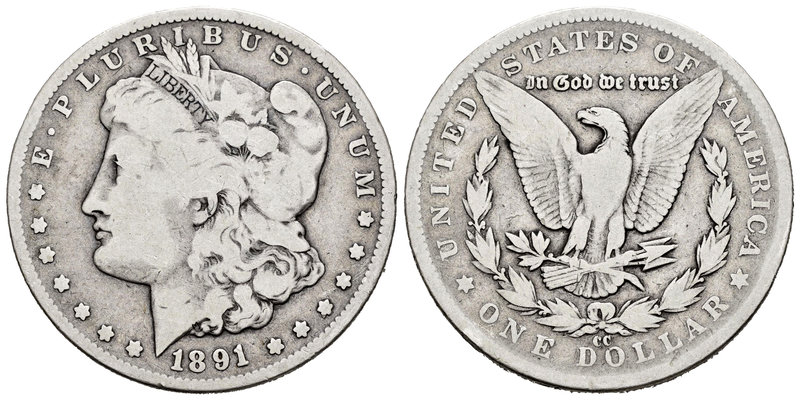 United States. 1 dollar. 1891. Carson City. CC. (Km-110). Ag. 25,73 g. Scarce. F...