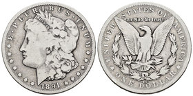 United States. 1 dollar. 1891. Carson City. CC. (Km-110). Ag. 25,73 g. Scarce. F. Est...60,00.