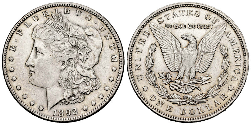 United States. 1 dollar. 1892. Philadelphia. (Km-110). Ag. 26,66 g. Minor nick o...