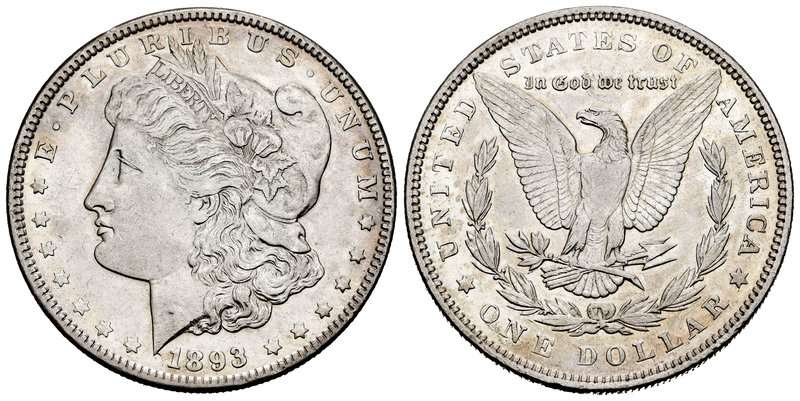 United States. 1 dollar. 1893. Philadelphia. (Km-110). Ag. 26,60 g. Very scarce....