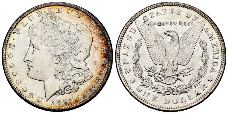 United States. 1 dollar. 1897. Philadelphia. (Km-110). Ag. 26,66 g. It retains s...