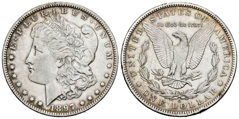 United States. 1 dollar. 1897. New Orleans. O. (Km-110). Ag. 26,62 g. Edge nicks...