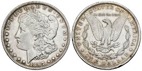 United States. 1 dollar. 1897. New Orleans. O. (Km-110). Ag. 26,62 g. Edge nicks. Choice VF. Est...25,00.