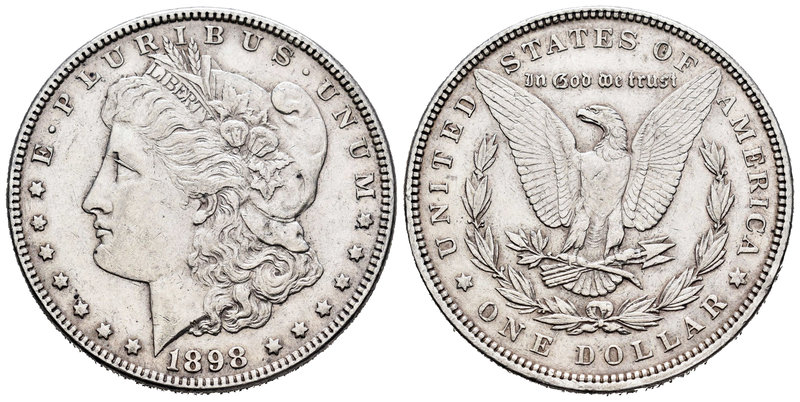 United States. 1 dollar. 1898. Philadelphia. (Km-110). Ag. 26,69 g. Almost XF. E...
