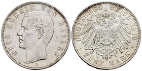 Germany. Bayern. Otto I. 5 marcos. 1915. München. D. (Km-915). Ag. 27,64 g. Almost XF. Est...60,00.