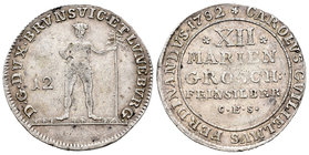 Germany. Brunswick-Wolfenbuttel. Karl Wilhelm Ferdinand. 12 mariengroschen (1/3 thaler). 1782. (Km-1009). Ag. 6,47 g. Choice VF. Est...60,00.