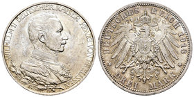 Germany. Prussia. Wilhelm II. 3 marcos. 1913. Berlin. A. (Km-535). Ag. 16,69 g. Original luster. AU. Est...50,00.