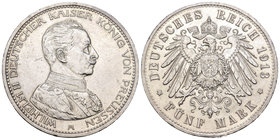 Germany. Prussia. Wilhelm II. 5 marcos. 1913. Berlin. A. (Km-539). (Dav-791). Ag. 27,77 g. Minor contact marks. XF. Est...50,00.