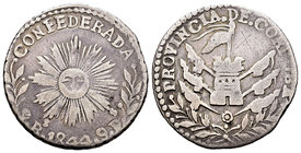 Argentina. 2 reales. 1844. Córdoba. (Km-23). Ag. 5,88 g. Scarce. Choice F. Est...110,00.