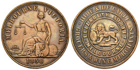 Australia. 1 token penny. 1858. Melbourne. (Km-Tn104). Ae. 14,79 g. Scarce. VF. Est...45,00.