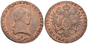 Austria. Franz II. 6 kreuzer. 1800. Prague. (Herinek-1031). Ae. 12,16 g. Rayitas de acuñación. Almost XF. Est...60,00.