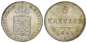 Austria. Franz Joseph I. 6 kreuzer. 1849. Wien. A. (Km-2200). Ag. 1,91 g. Tone. Almost UNC. Est...20,00.