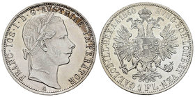 Austria. Franz Joseph I. 1 florín. 1860. Wien. A. (Km-2219). Ag. 12,31 g. Original luster. Almost UNC. Est...40,00.