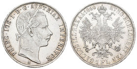 Austria. Franz Joseph I. 1 florín. 1860. Wien. A. (Km-2219). Ag. 12,31 g. XF. Est...40,00.