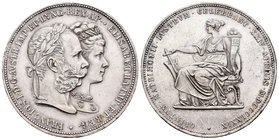 Austria. Franz Joseph I. 2 florines. 1879. (Km-XM15). Ag. 24,69 g. Aniversario Bodas de Plata. Rayitas. Almost XF. Est...50,00.