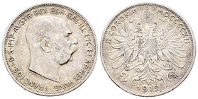 Austria. Franz Joseph I. 2 coronas. 1912. (Km-2821). Ag. 9,98 g. VF. Est...20,00.