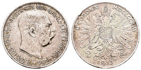 Austria. Franz Joseph I. 2 coronas. 1913. Wien. (Km-19013). Ae. 10,02 g. VF/Choice VF. Est...25,00.