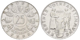 Austria. 25 schillings. 1960. (Km-2890). Ag. 12,97 g. 40º Aniversario de las elecciones en Carintia. XF. Est...15,00.