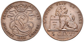 Belgium. Leopold I. 5 céntimos. 1856. (Km-5.1). Ae. 9,86 g. XF. Est...35,00.