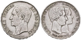 Belgium. Leopold I. 5 francos. 1853. (Km-8.1). Ag. 24,83 g. Minor nick on edge. Choice VF. Est...70,00.