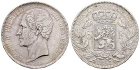 Belgium. Leopold I. 5 francos. 1853. (Km-17). Ag. 24,88 g. Choice VF. Est...50,00.