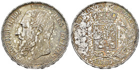 Belgium. Leopold II. 5 francos. 1869. (Km-24). Ag. 24,92 g. Pátina irregular. XF. Est...40,00.