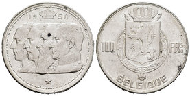 Belgium. Leopold III. 100 francos. 1950. (Km-138.1). Ag. 17,90 g. BELGIQUE. Choice VF. Est...20,00.