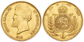 Brazil. Petrus II. 20000 reis. 1856. Rio de Janeiro. (Km-468). (Fried-121a). Au. 17,83 g. Choice VF. Est...900,00.