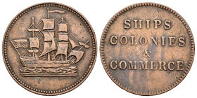 Canada. Prince Edward Island. 1/2 penny token. 1835. Ae. 5,11 g. Ships, Colonies & Commerce. Almost VF. Est...20,00.