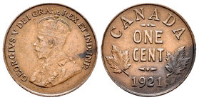 Canada. 1 cent. 1921. (Km-28). Ae. 3,23 g. Choice VF/Almost XF. Est...15,00.