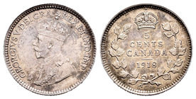 Canada. George V. 5 cent. 1918. (Km-22). Ag. 1,17 g. Original luster. AU. Est...35,00.