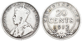 Canada. 20 cents. 1912. New Foundland. (Km-15). Ag. 4,57 g. Choice F/VF. Est...25,00.