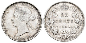 Canada. Victoria Queen. 25 cents. 1881. (Km-5). Ag. 5,76 g. Choice VF. Est...30,00.