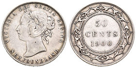 Canada. Victoria Queen. 50 cents. 1900. New Foundland. (Km-6). Ag. 11,72 g. Choice VF. Est...60,00.