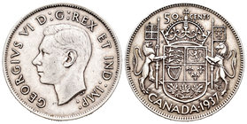 Canada. 50 cents. 1937. (Km-36). Ag. 11,59 g. Choice VF. Est...25,00.