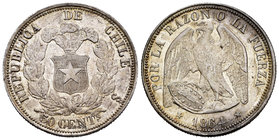 Chile. 50 centavos. 1862. Santiago. (Km-134). Ag. 12,49 g. It retains some luster. XF. Est...60,00.