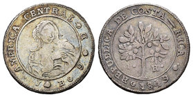 Costa Rica. 1 real. 1849. JB. (Km-66). Ag. 2,86 g. VF. Est...50,00.