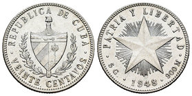 Cuba. 20 centavos. 1948. (Km-13.2). Ag. 4,97 g. XF. Est...35,00.