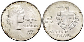 Cuba. 1 peso. 1939. (Km-22). Ag. 26,71 g. Original luster. XF. Est...75,00.