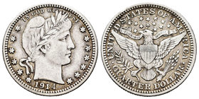 United States. Quarter dollar. 1914. Philadelphia. (Km-114). Ag. 6,17 g. VF. Est...25,00.