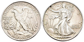 United States. 1/2 dollar. 1943. (Km-142). Ag. 12,46 g. Cleaned. Choice VF. Est...18,00.