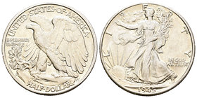 United States. 1/2 dollar. 1945. Denver. D. (Km). Ag. 12,52 g. Scarce. Choice VF. Est...80,00.