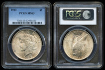 United States. 1 dollar. 1923. Philadelphia. (Km-150). Ag. Slabbed by PCGS as MS 63. Est...100,00.